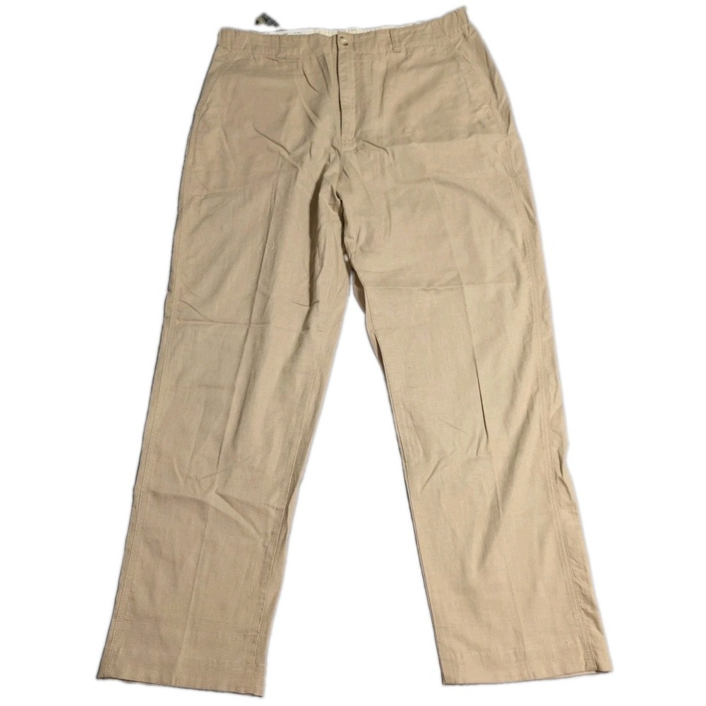 NWT Uniqlo Linen Cotton Tapered Pants‎ Women's XL Beige Pull On Ankle Crop